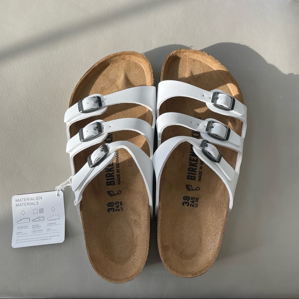 NWT EU38 Birkenstock Florida BS White